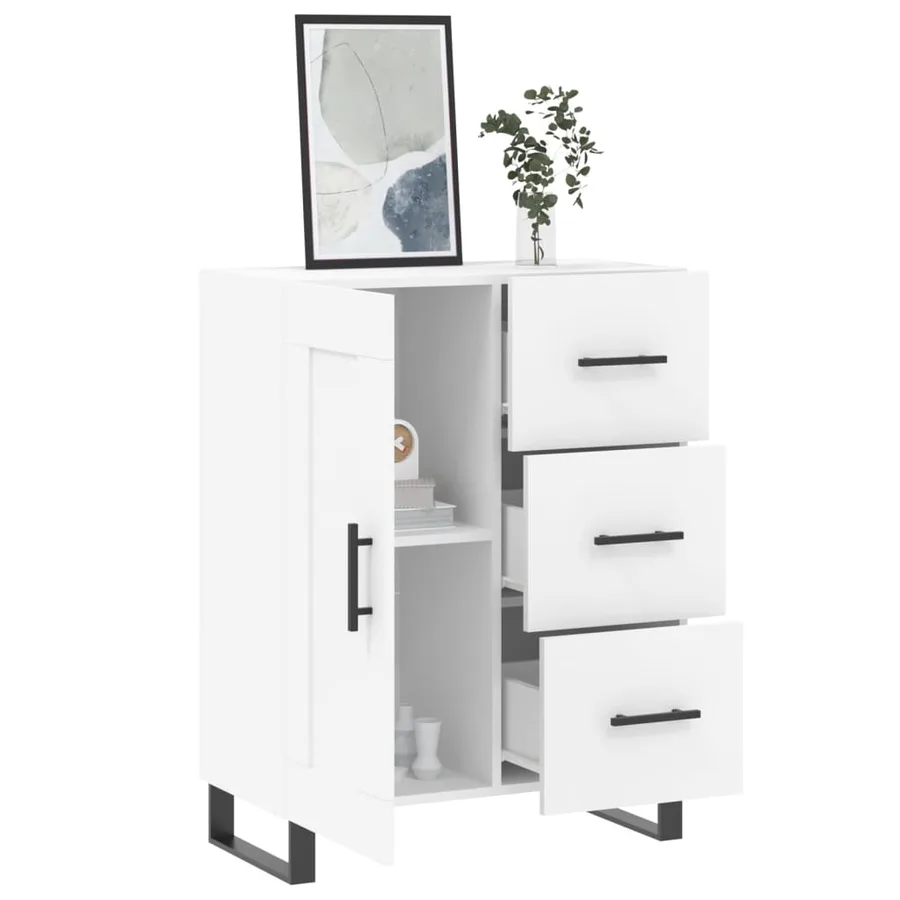 Buffet blanc 69,5x34x90 cm bois d'ingénierie - 4