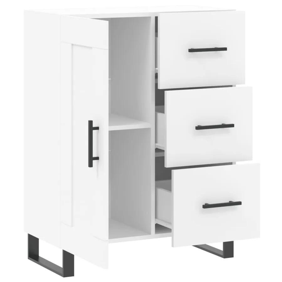 Buffet blanc 69,5x34x90 cm bois d'ingénierie - 6