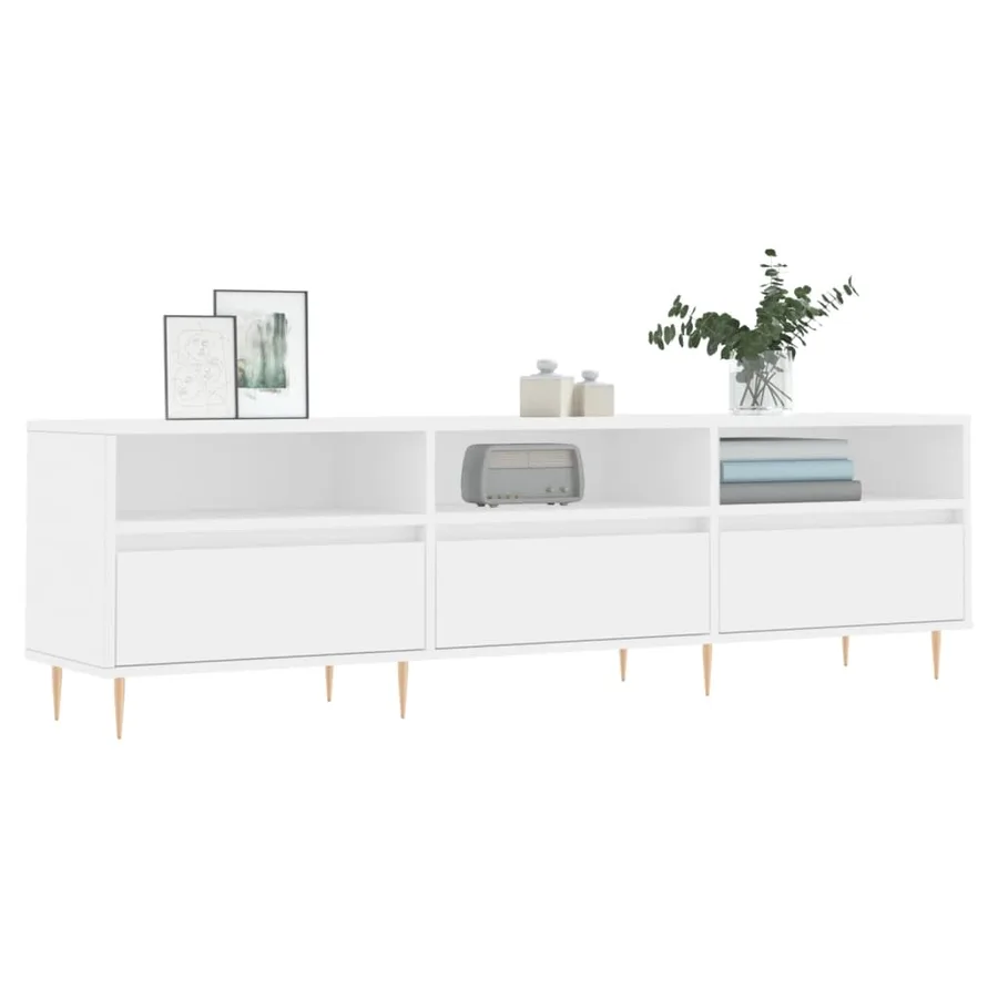 Meuble TV blanc 150x30x44,5 cm bois d'ingénierie - 3