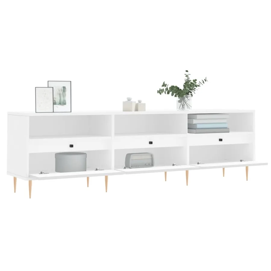 Meuble TV blanc 150x30x44,5 cm bois d'ingénierie - 4