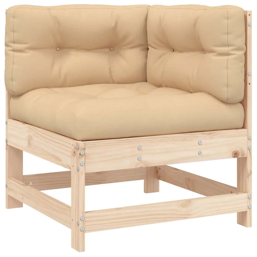 Canapé d'angle avec coussins bois de pin solide - 2