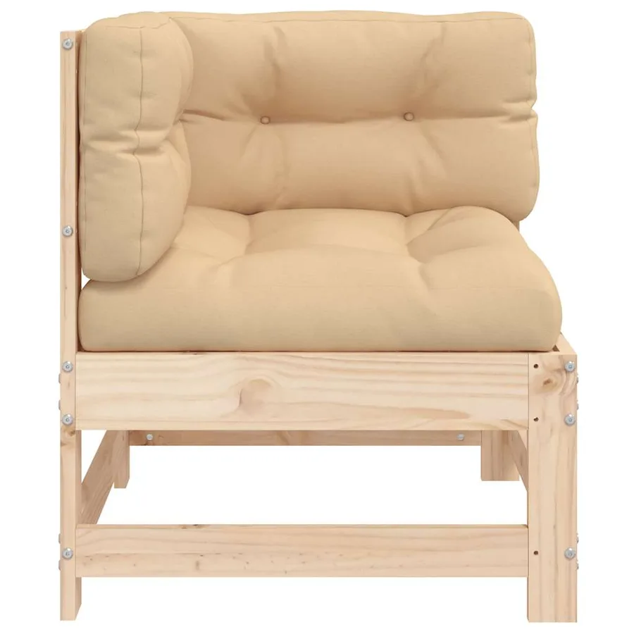 Canapé d'angle avec coussins bois de pin solide - 3