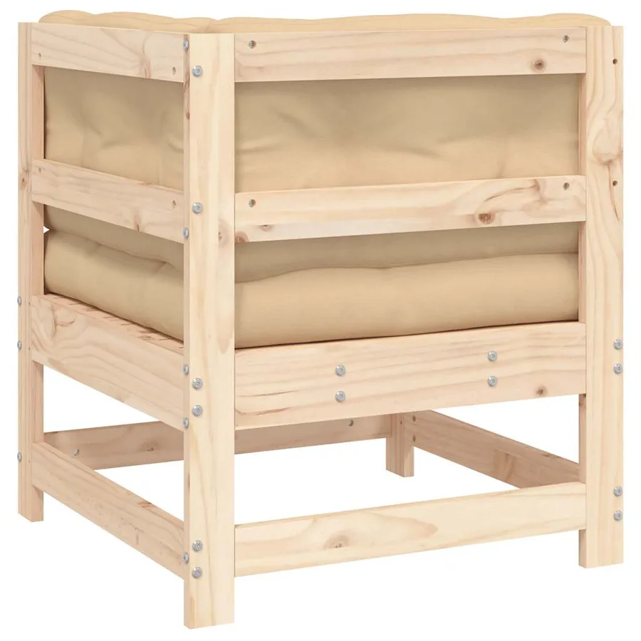 Canapé d'angle avec coussins bois de pin solide - 5