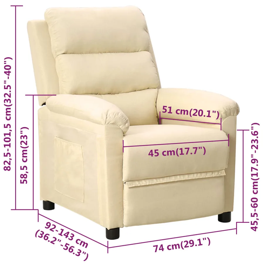 Fauteuil inclinable Crème Tissu - 11