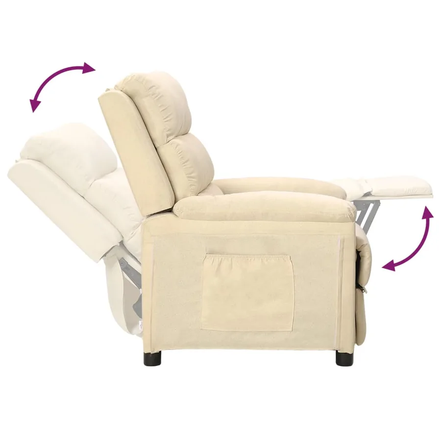 Fauteuil inclinable Crème Tissu - 6