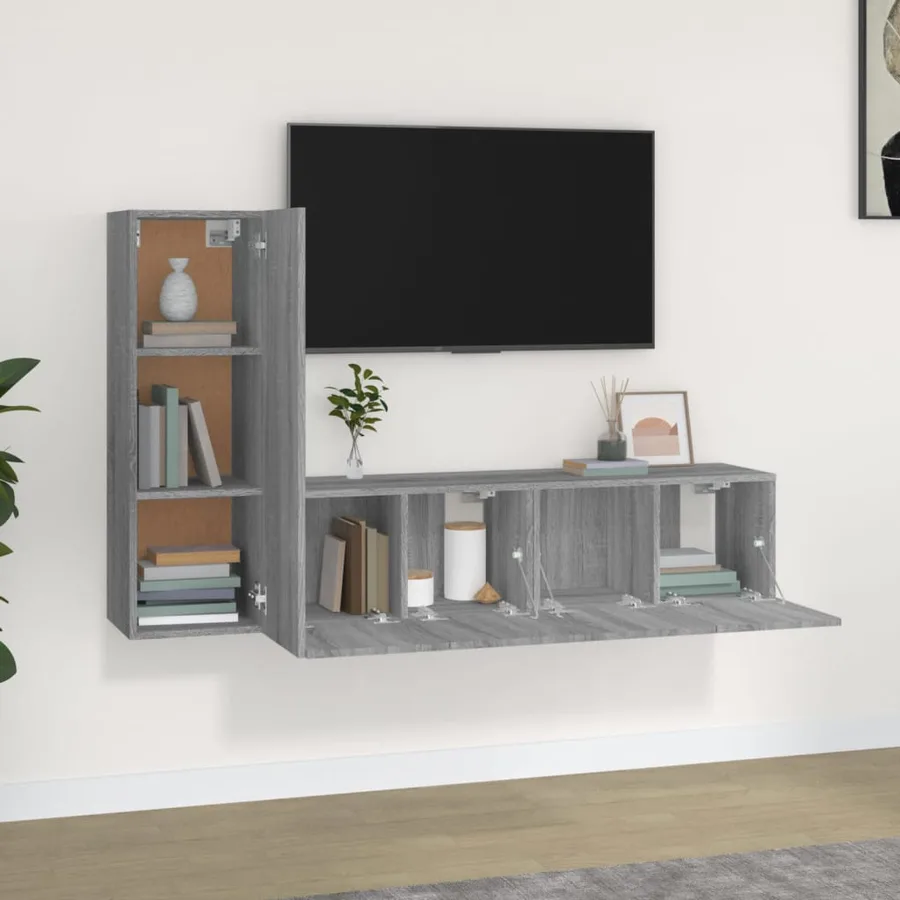 Ensemble de meubles TV 3 pcs Sonoma gris Bois d'ingénierie - 3