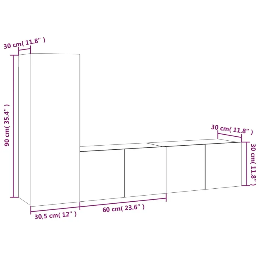 Ensemble de meubles TV 3 pcs Sonoma gris Bois d'ingénierie - 6