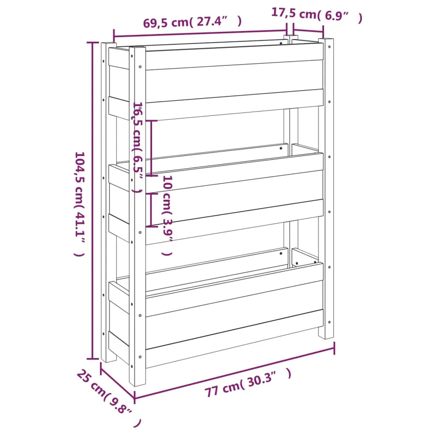 Jardinière 77x25x104,5 cm Bois massif de pin - 9