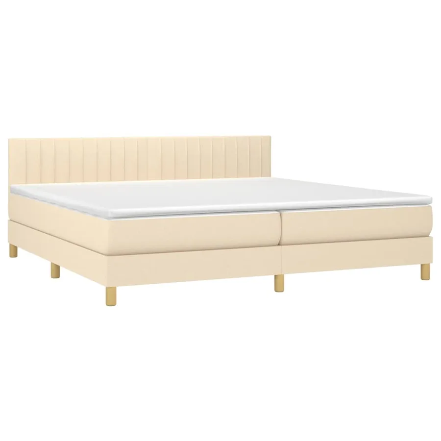 Sommier à lattes de lit avec matelas Crème 200x200 cm Tissu - 3