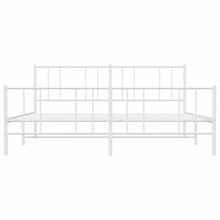 Cadre de lit métal sans matelas et pied de lit blanc 200x200 cm - 6
