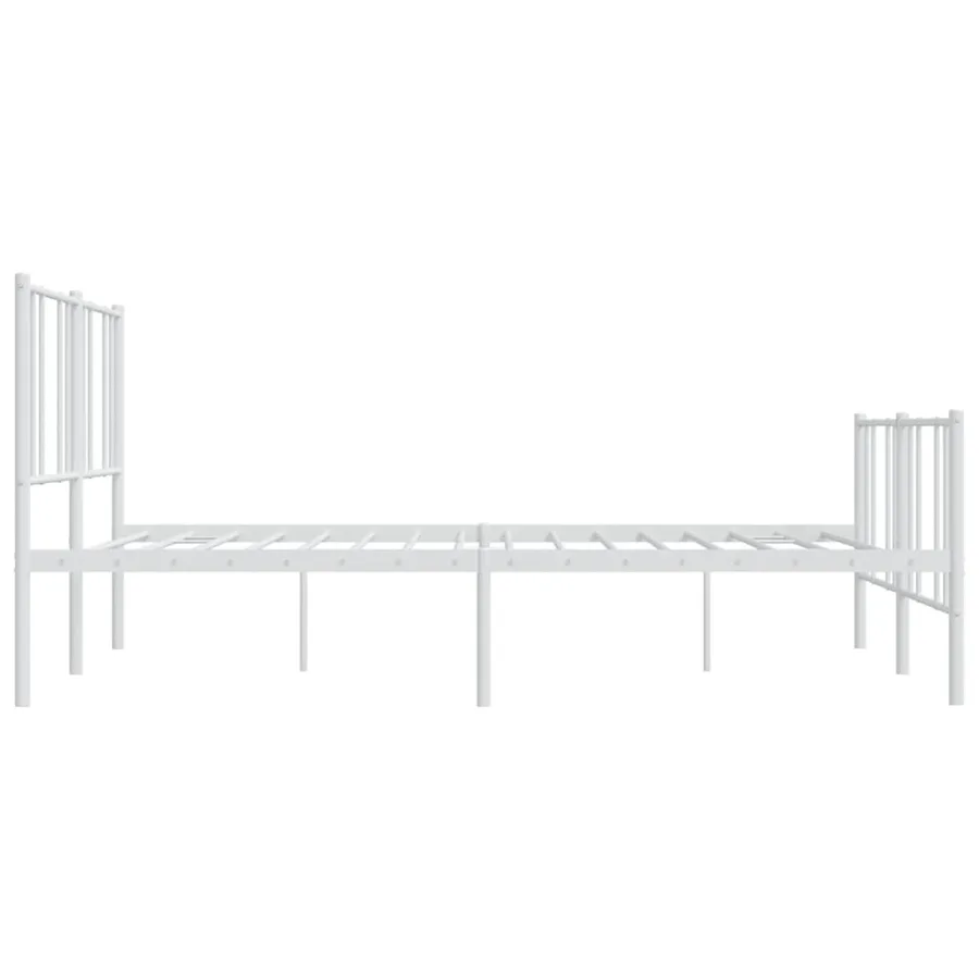 Cadre de lit métal sans matelas et pied de lit blanc 200x200 cm - 7