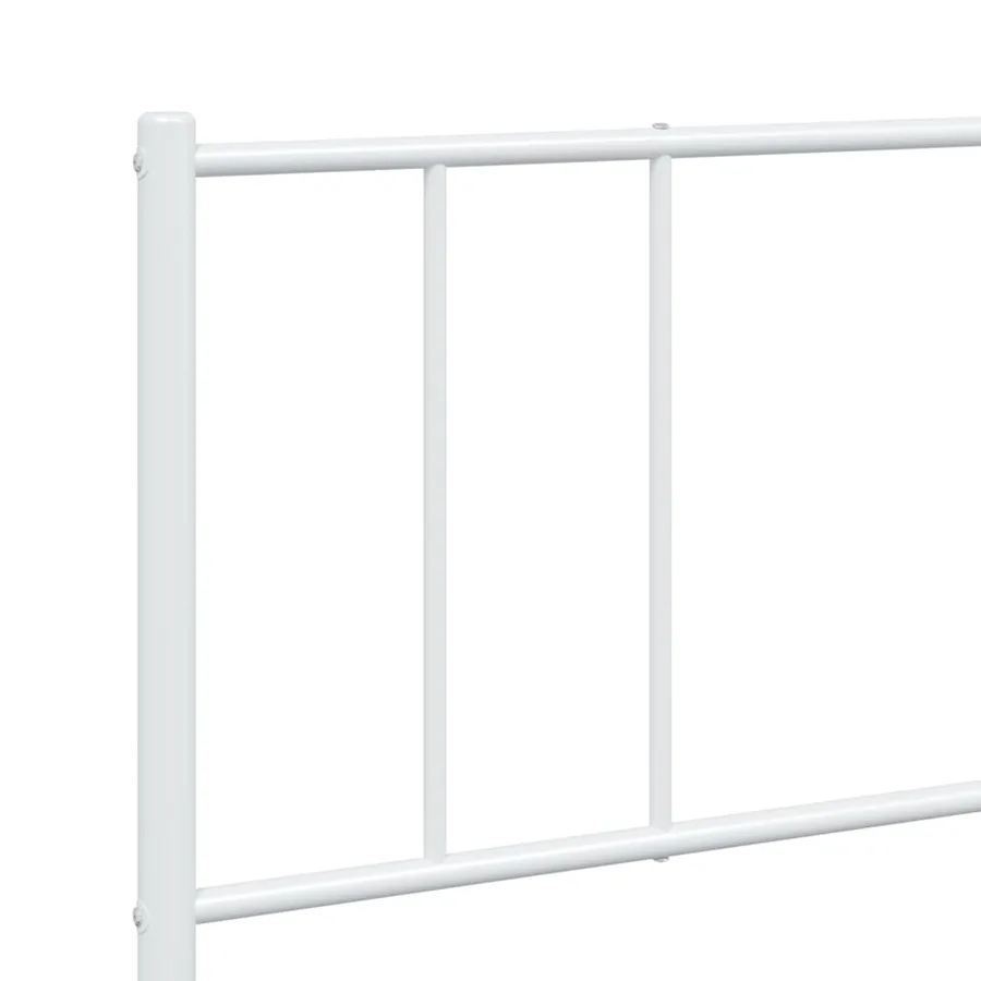 Cadre de lit métal sans matelas et pied de lit blanc 200x200 cm - 9