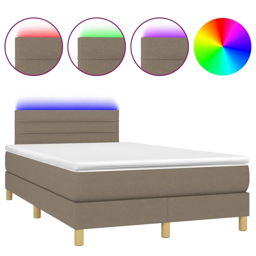 Sommier à lattes de lit avec matelas LED Taupe 120x200 cm Tissu - 2