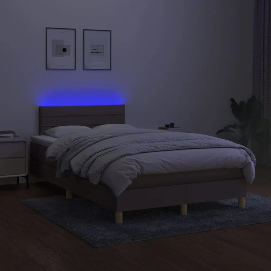 Sommier à lattes de lit avec matelas LED Taupe 120x200 cm Tissu - 4