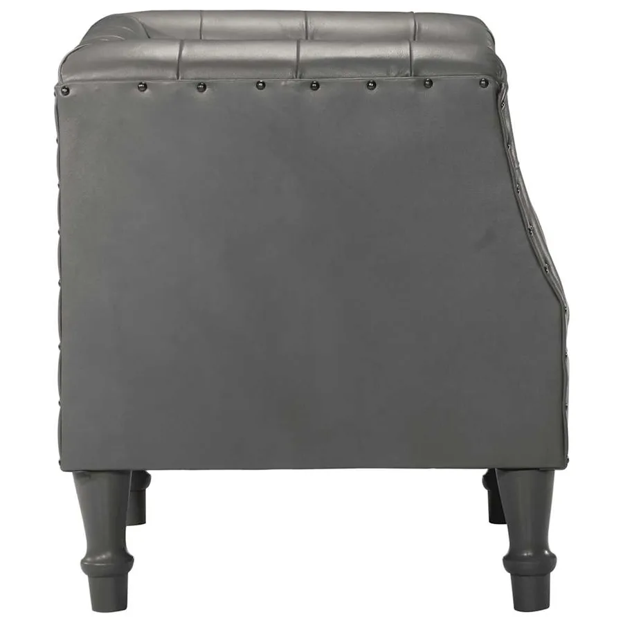 Chaise cabriolet gris cuir véritable - 3