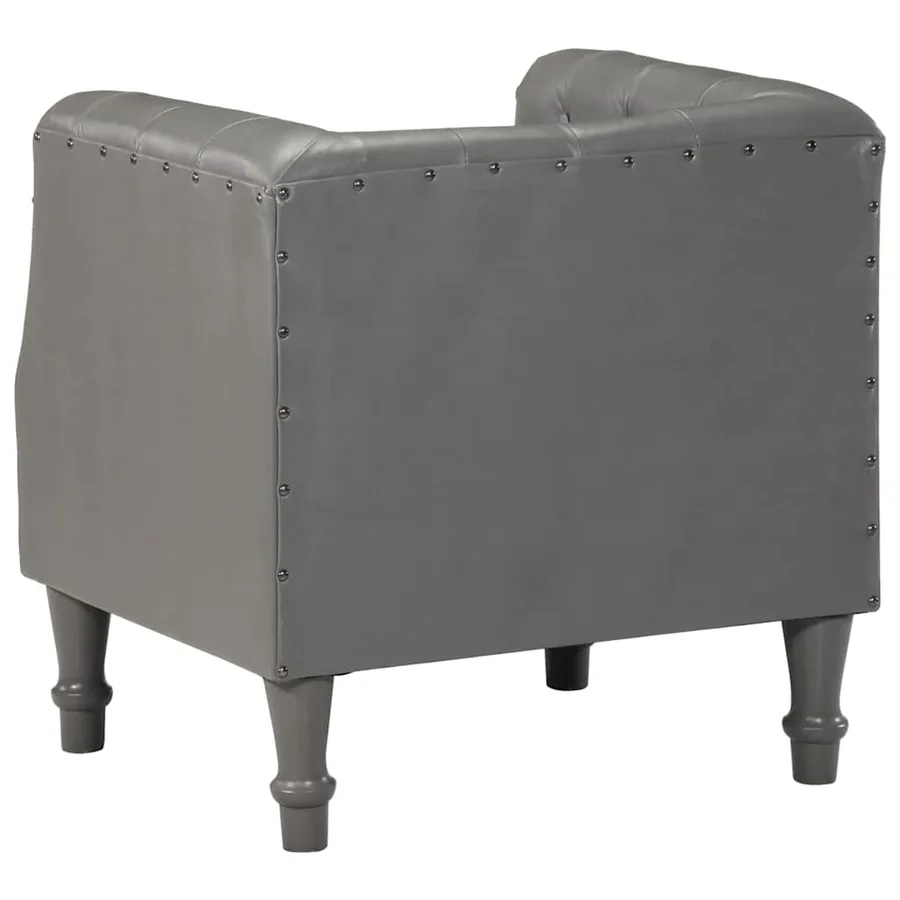 Chaise cabriolet gris cuir véritable - 4