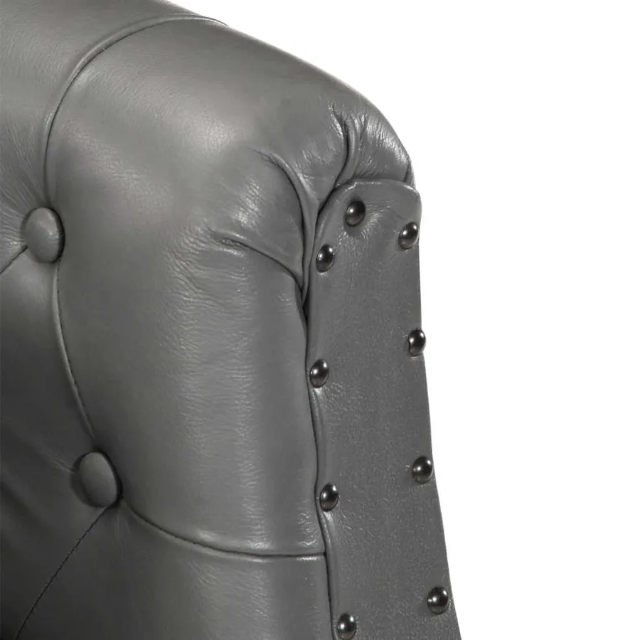 Chaise cabriolet gris cuir véritable - 5