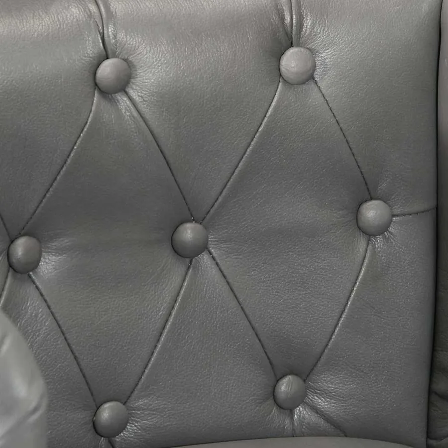 Chaise cabriolet gris cuir véritable - 6
