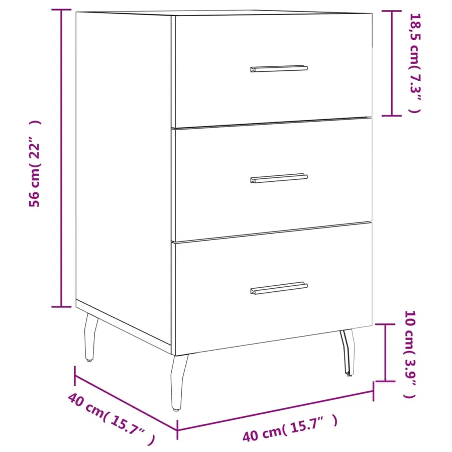 Table de chevet gris béton 40x40x66 cm bois d'ingénierie - 12