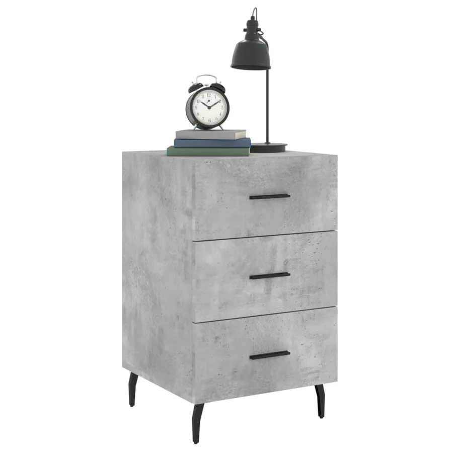 Table de chevet gris béton 40x40x66 cm bois d'ingénierie - 3