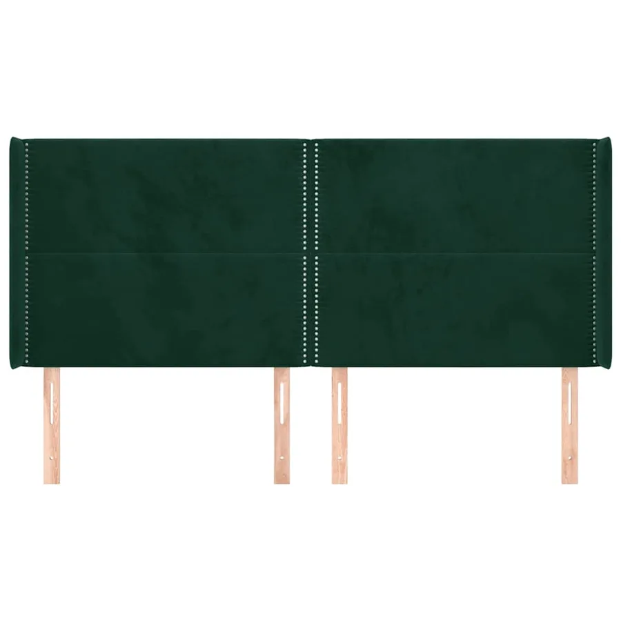 Tête de lit avec oreilles Vert foncé 203x16x118/128 cm Velours - 3