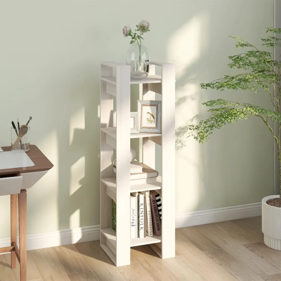 Bibliothèque/Séparateur de pièce Blanc 41x35x125 cm Pin solide - 6