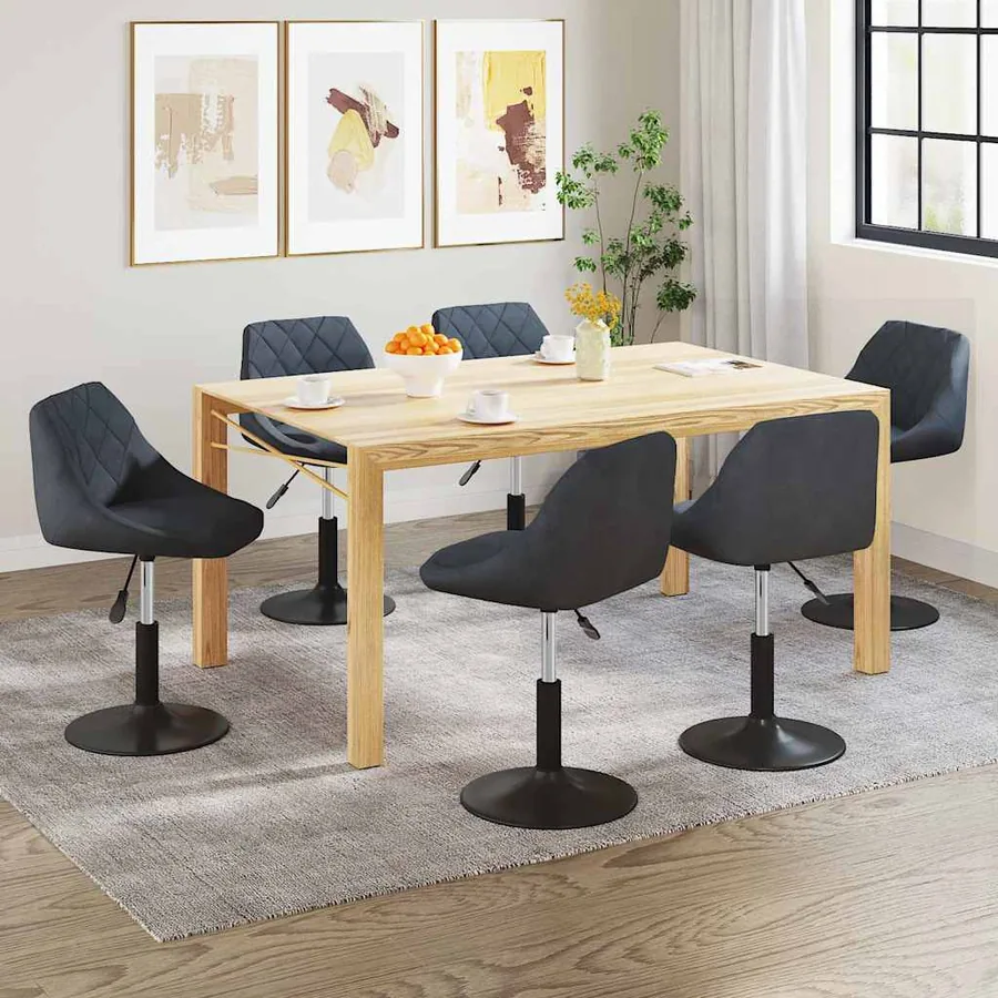 Chaises pivotantes à manger lot de 6 gris foncé velours