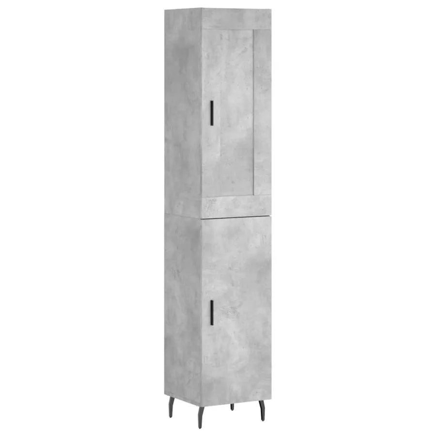 Buffet haut Gris béton 34,5x34x180 cm Bois d'ingénierie - 2