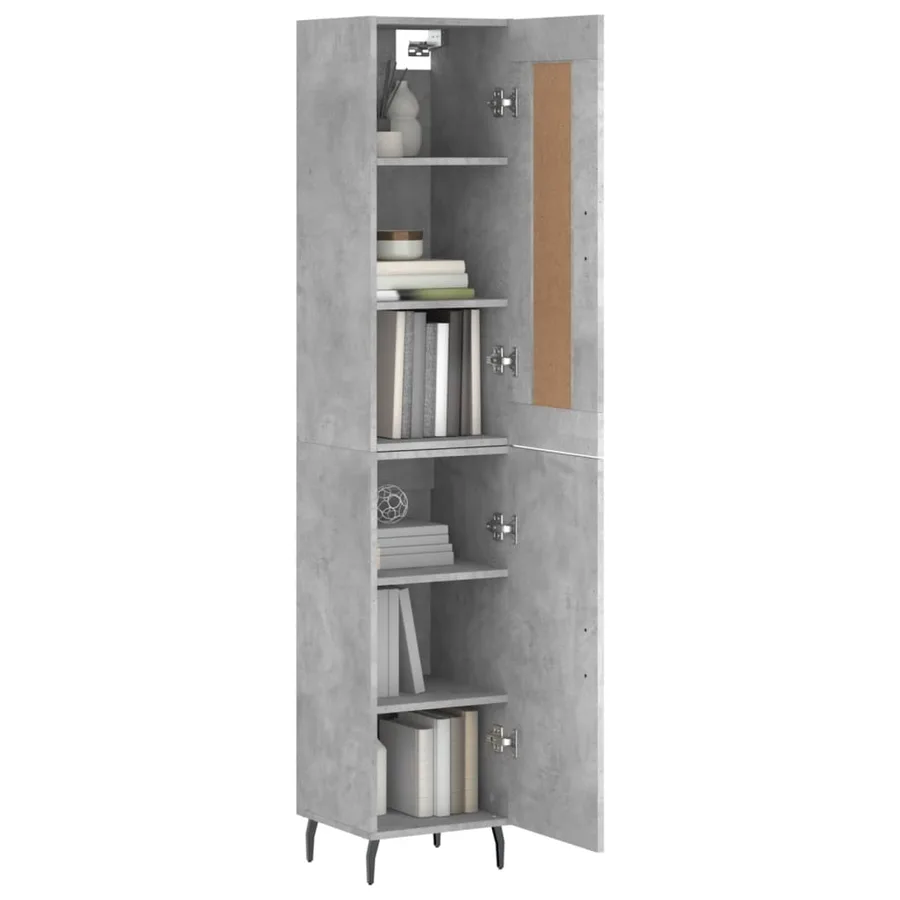 Buffet haut Gris béton 34,5x34x180 cm Bois d'ingénierie - 3