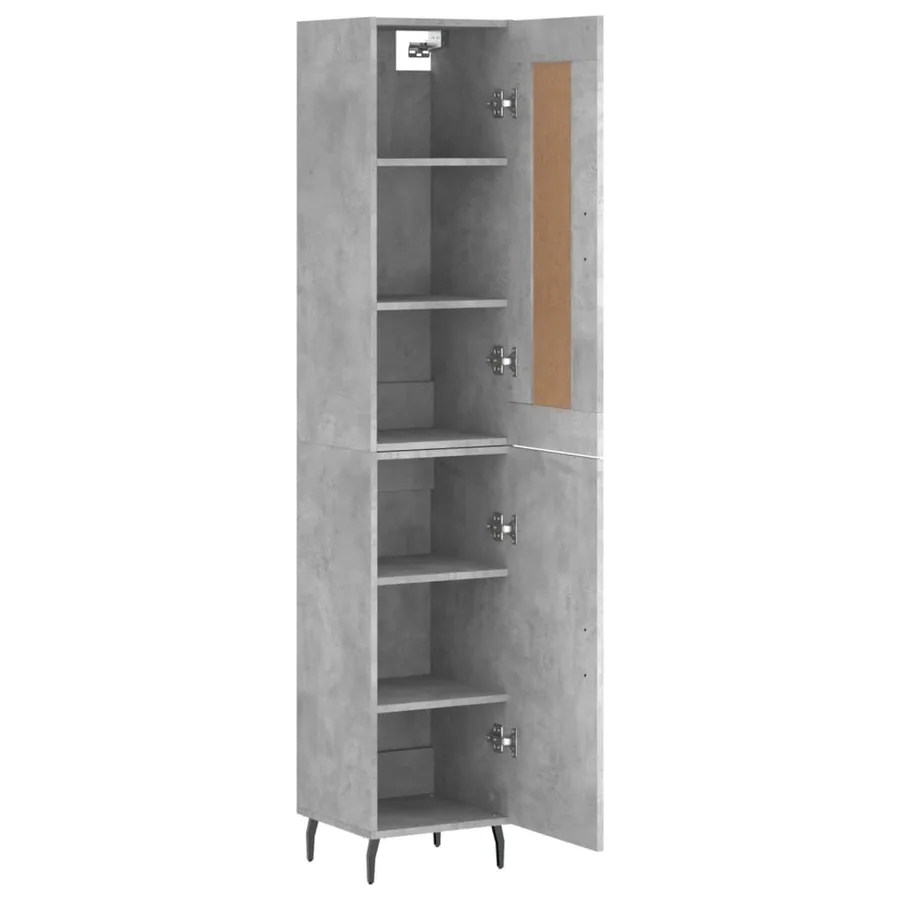 Buffet haut Gris béton 34,5x34x180 cm Bois d'ingénierie - 4