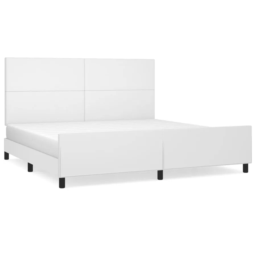 Cadre de lit sans matelas blanc 200x200 cm similicuir - 2