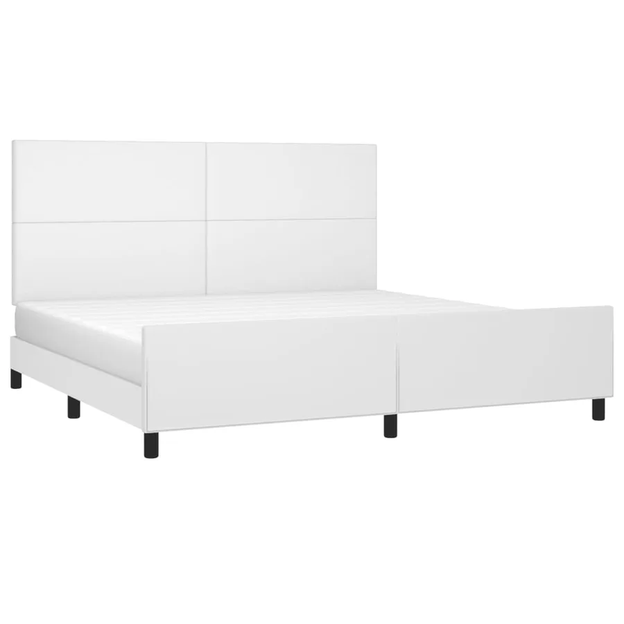 Cadre de lit sans matelas blanc 200x200 cm similicuir - 3