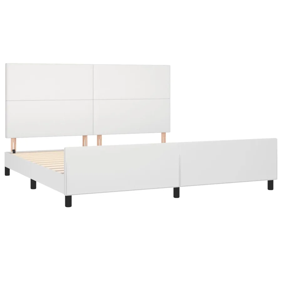 Cadre de lit sans matelas blanc 200x200 cm similicuir - 4