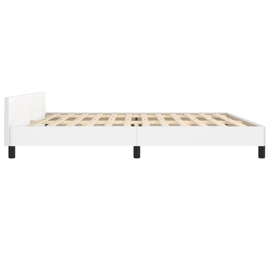 Cadre de lit sans matelas blanc 200x200 cm similicuir - 7