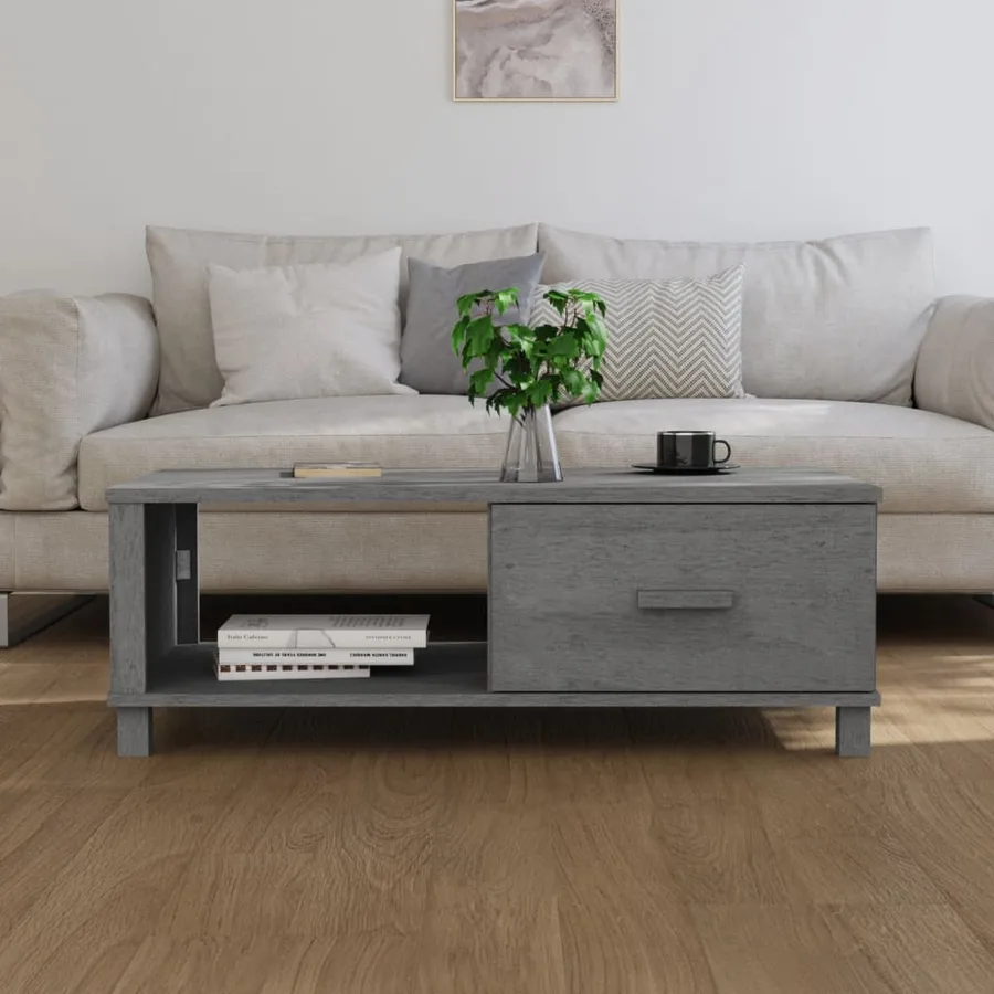 Table basse HAMAR Gris foncé 100x55x35 cm Bois massif de pin - 3
