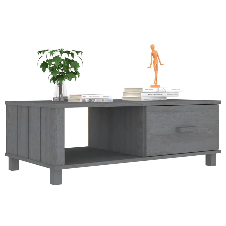 Table basse HAMAR Gris foncé 100x55x35 cm Bois massif de pin - 4