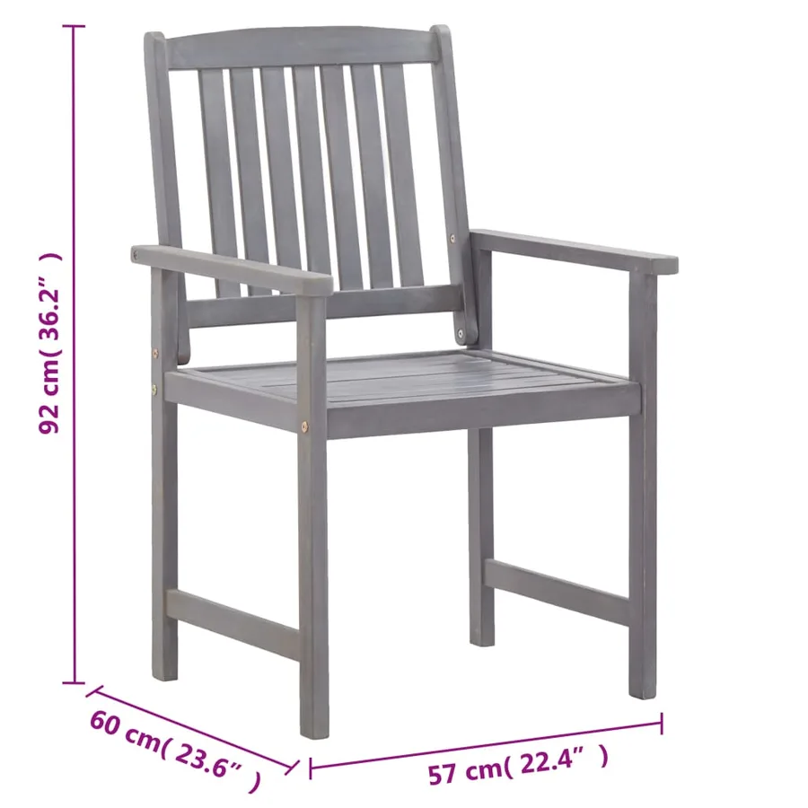 Ensemble à manger d'extérieur 5 pcs Gris Bois d'acacia solide - 13
