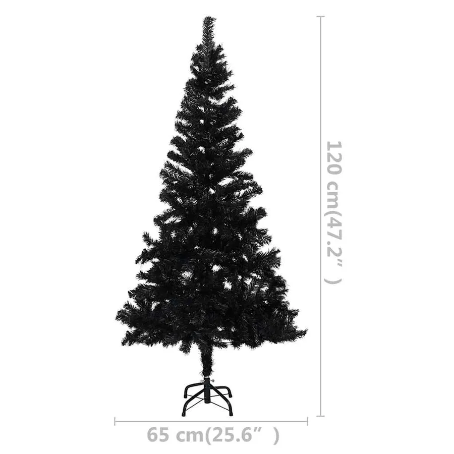 Arbre de Noël artificiel pré-éclairé et boules noir 120 cm PVC - 13