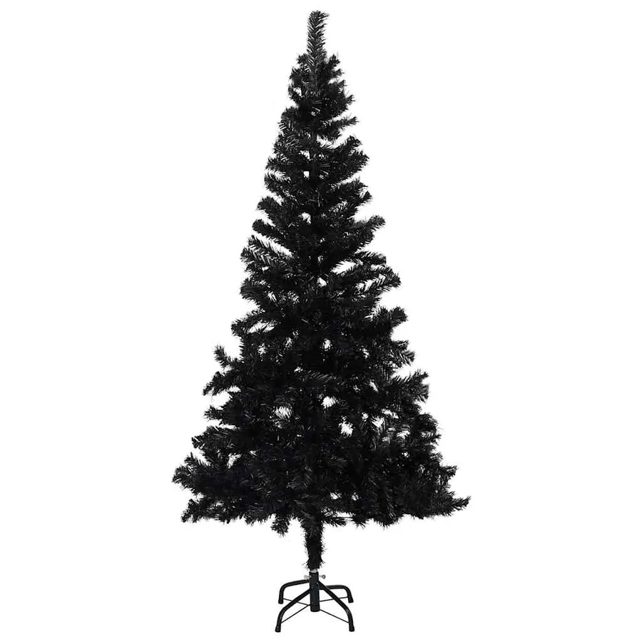 Arbre de Noël artificiel pré-éclairé et boules noir 120 cm PVC - 2