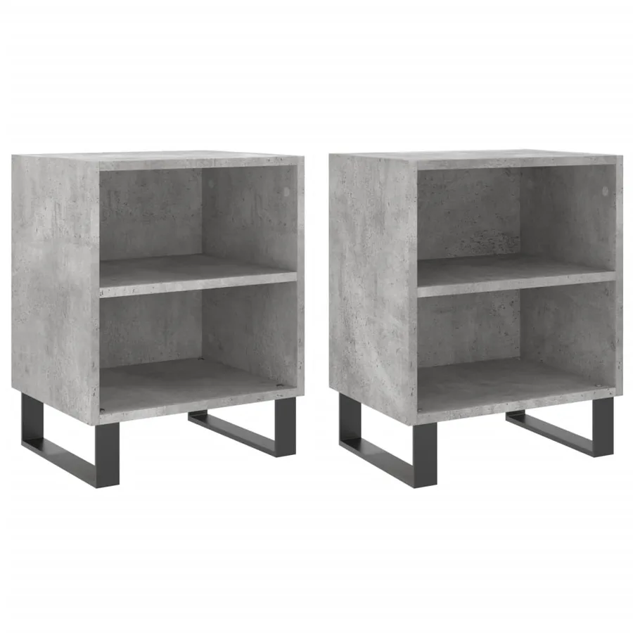 Tables de chevet 2 pcs gris béton 40x30x50 cm bois d'ingénierie - 2