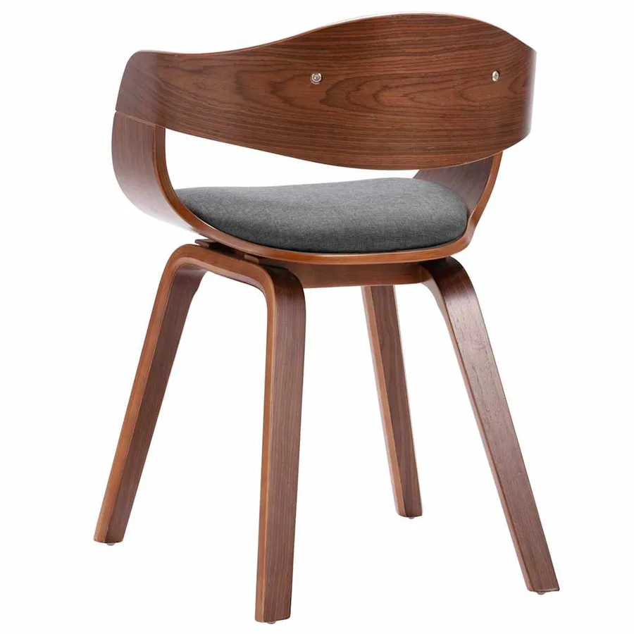 Chaises à manger lot de 2 bois courbé et tissu gris - 6
