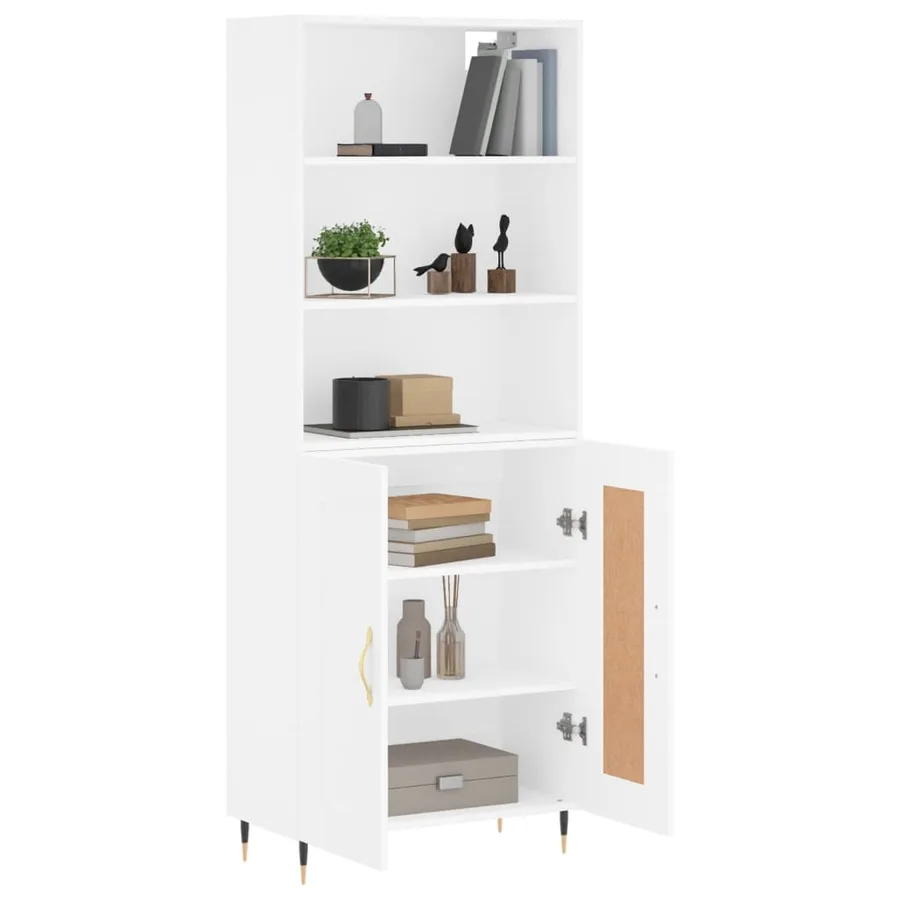 Buffet haut Blanc 69,5x34x180 cm Bois d'ingénierie - 11