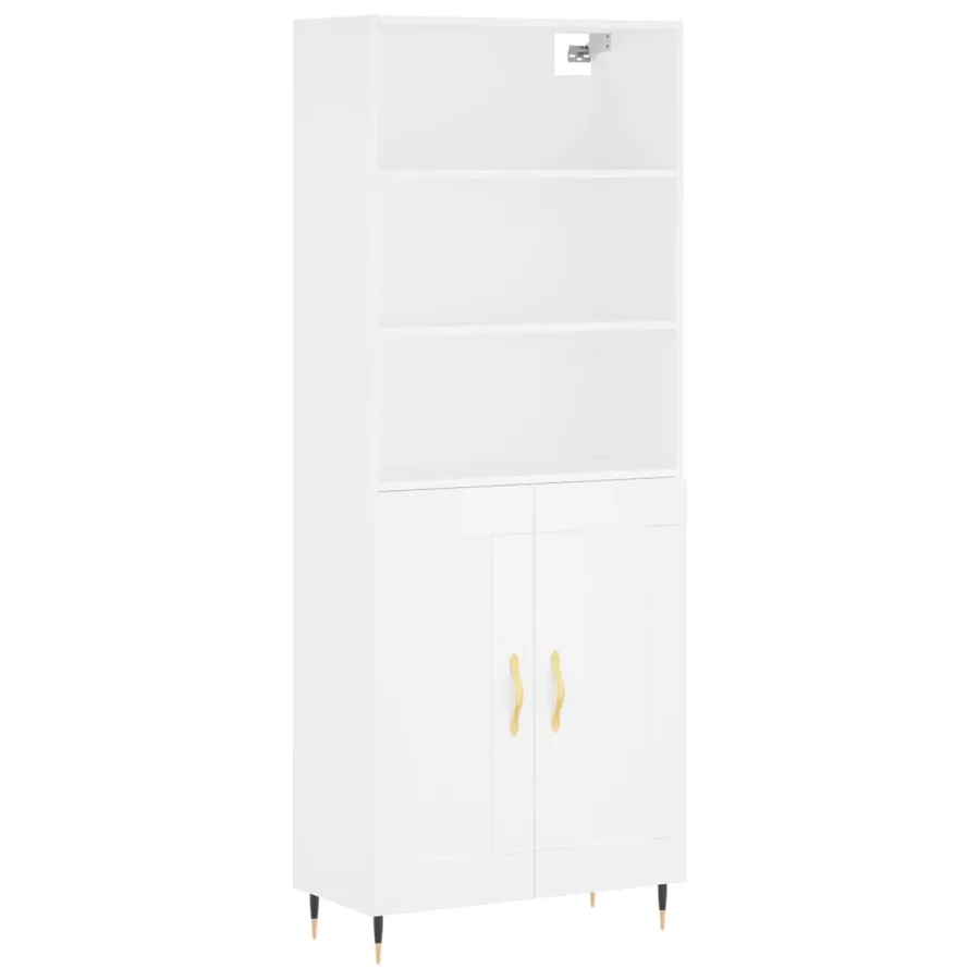 Buffet haut Blanc 69,5x34x180 cm Bois d'ingénierie - 2