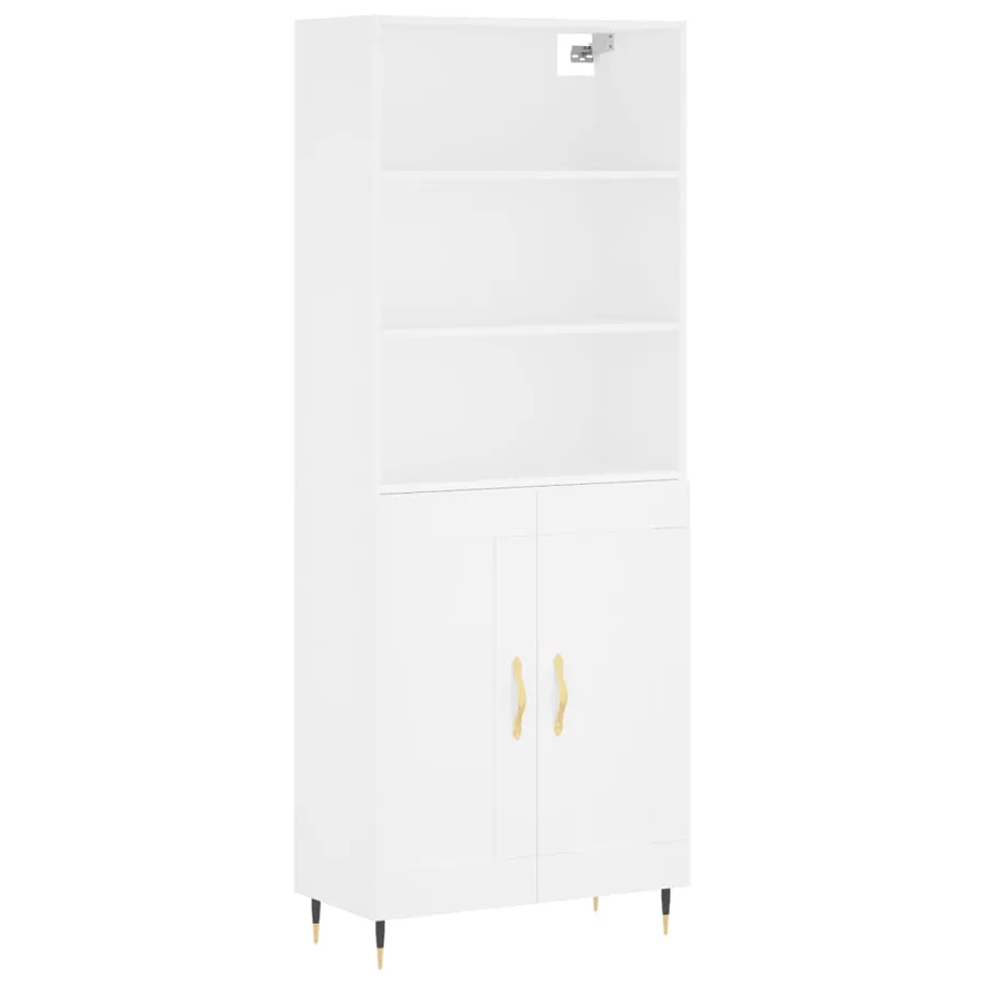 Buffet haut Blanc 69,5x34x180 cm Bois d'ingénierie - 3