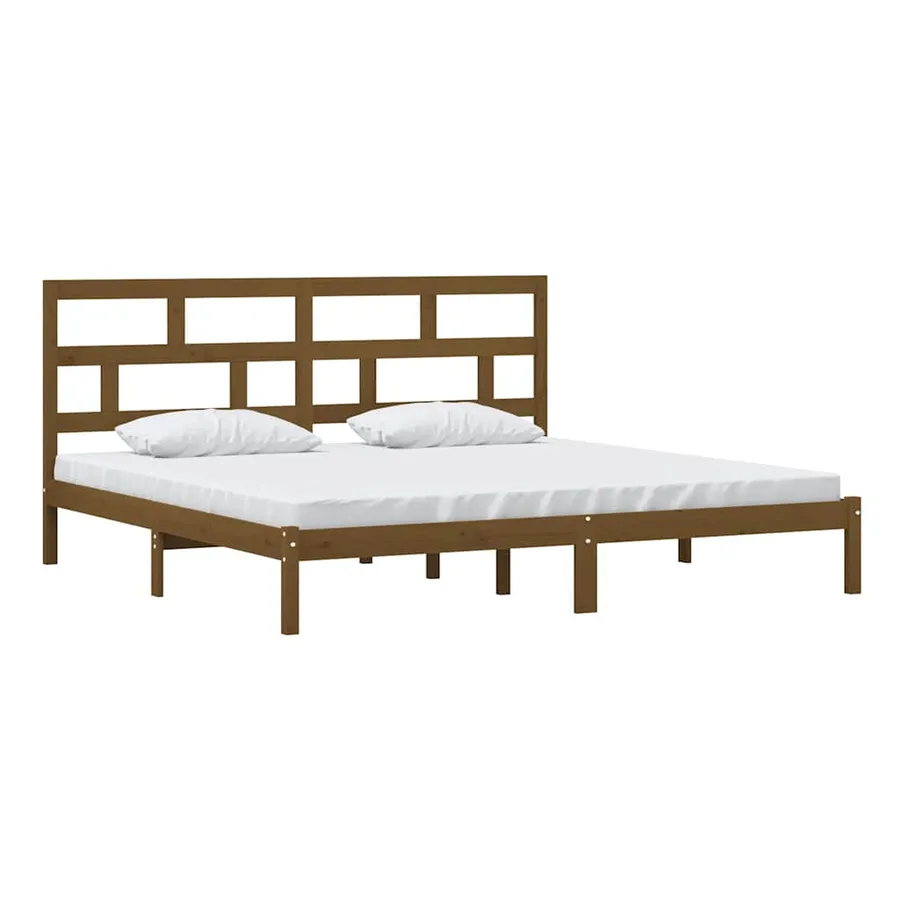 Cadre de lit sans matelas Marron miel Bois pin massif 200x200cm - 3