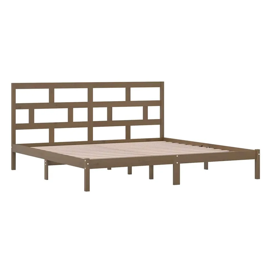 Cadre de lit sans matelas Marron miel Bois pin massif 200x200cm - 4