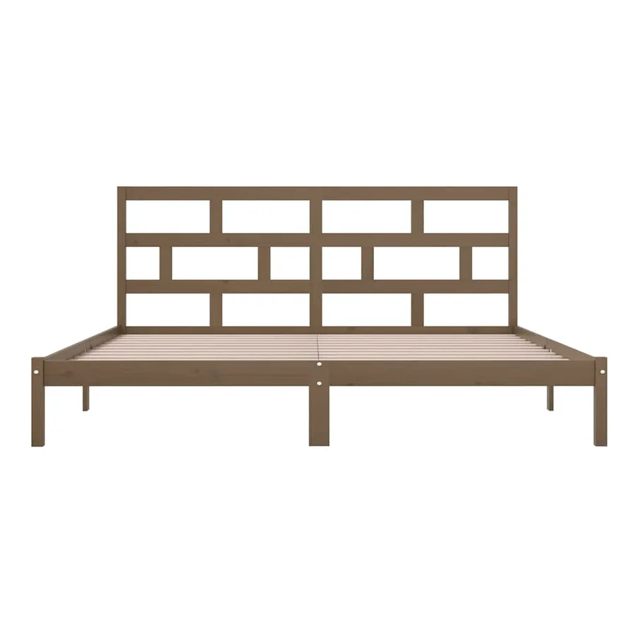 Cadre de lit sans matelas Marron miel Bois pin massif 200x200cm - 5