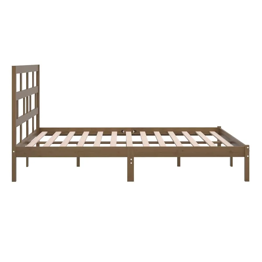 Cadre de lit sans matelas Marron miel Bois pin massif 200x200cm - 6
