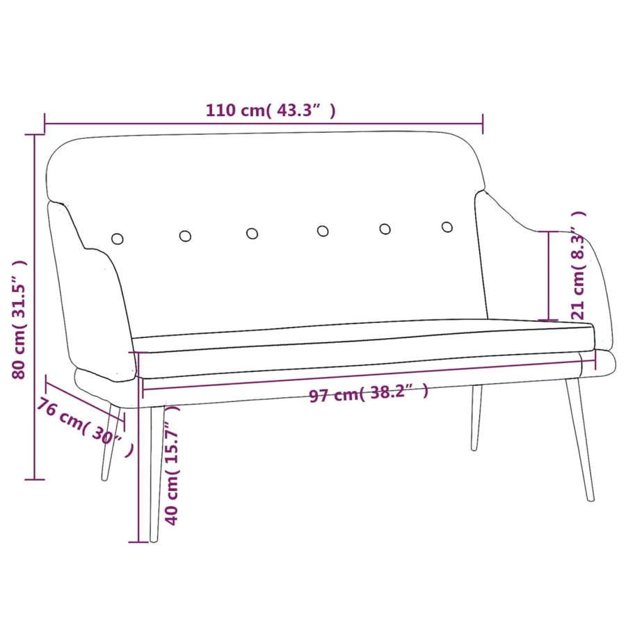 Banc Bleu 110x76x80 cm Tissu - 8