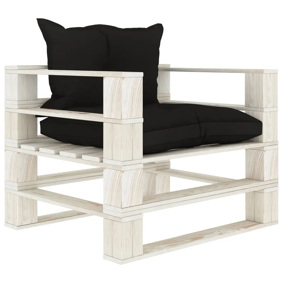 Canapé palette de jardin avec coussins noir Bois